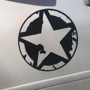 2 Pcs Military Vinyl Star, Bug-Out Vehicle 12&quot; Decal Weathered Star