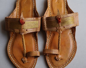 Tan colour man kolhapuri sandal, handmade genuine leather woven sandal, t strap tan shoes for men&#39;s, beach wear authentic kolhapuri chappal.