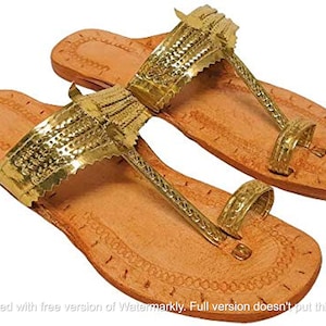 Elevate Your Style: Women&#39;s Leather Flats, T-Strap Handmade Slippers, Kolhapuri Chappals - Back-Open Leather Sandals, Bridesmaid Slipper....