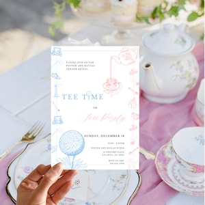 Tee Time or Tea Party Custom Gender Reveal Invitation