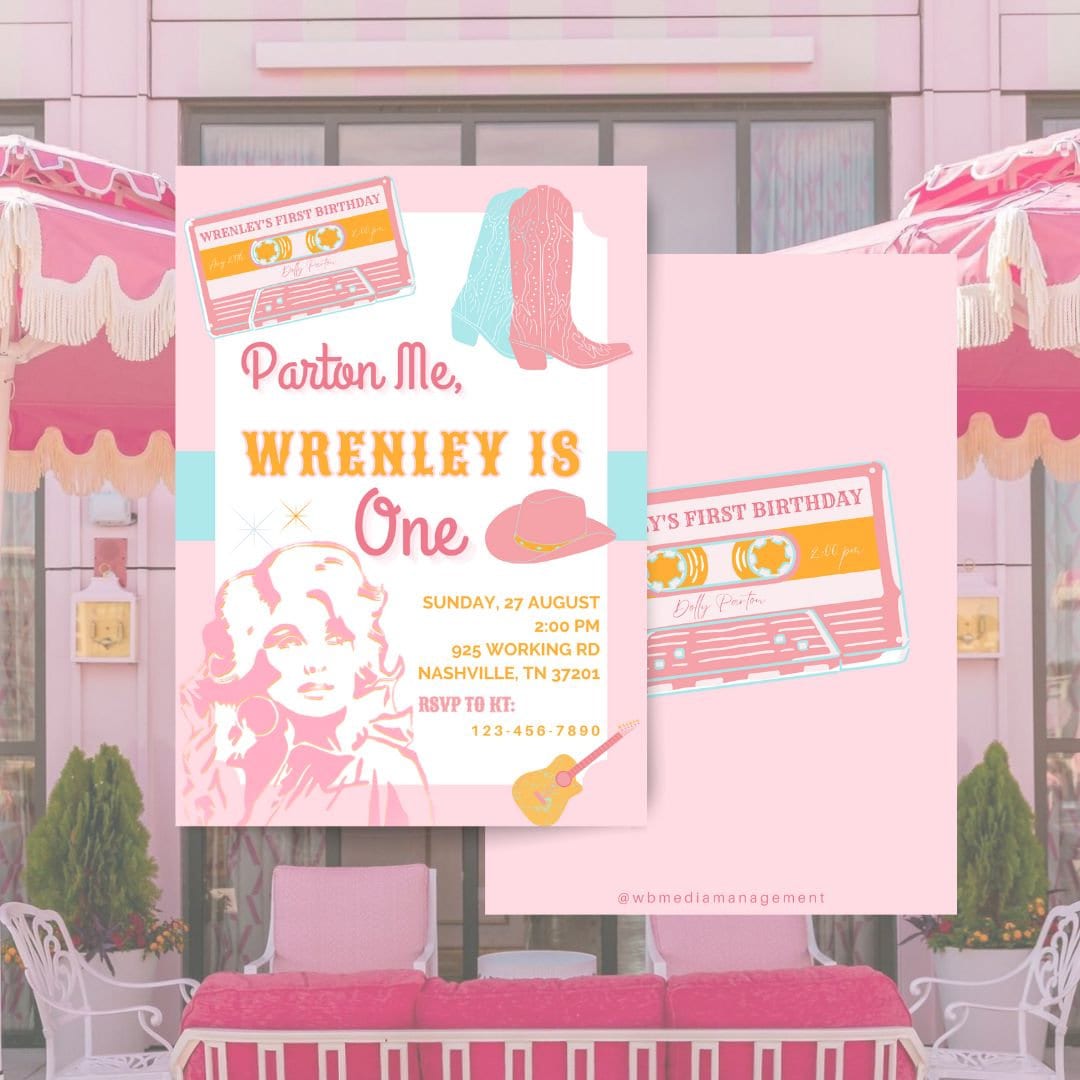 Dolly Parton Invitation Birthday Party Celebration Modern Simple