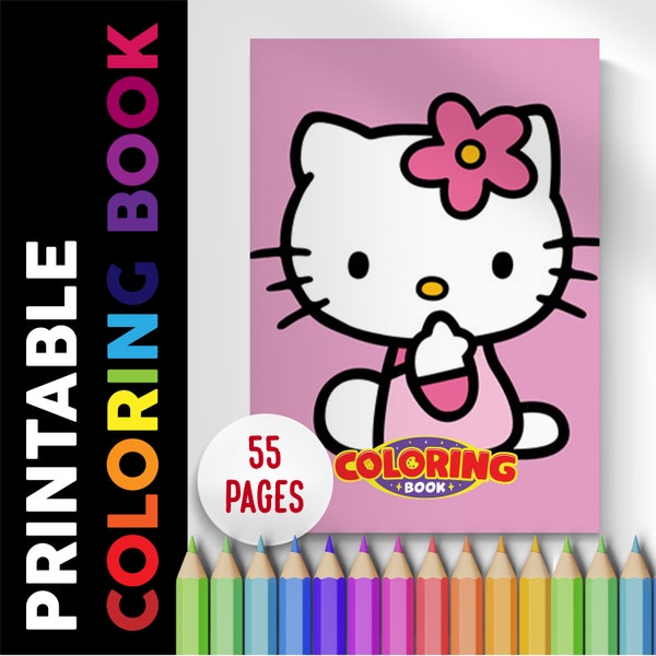 Kitty kleurboek 55 pagina's, kleurplaten afdrukbaar