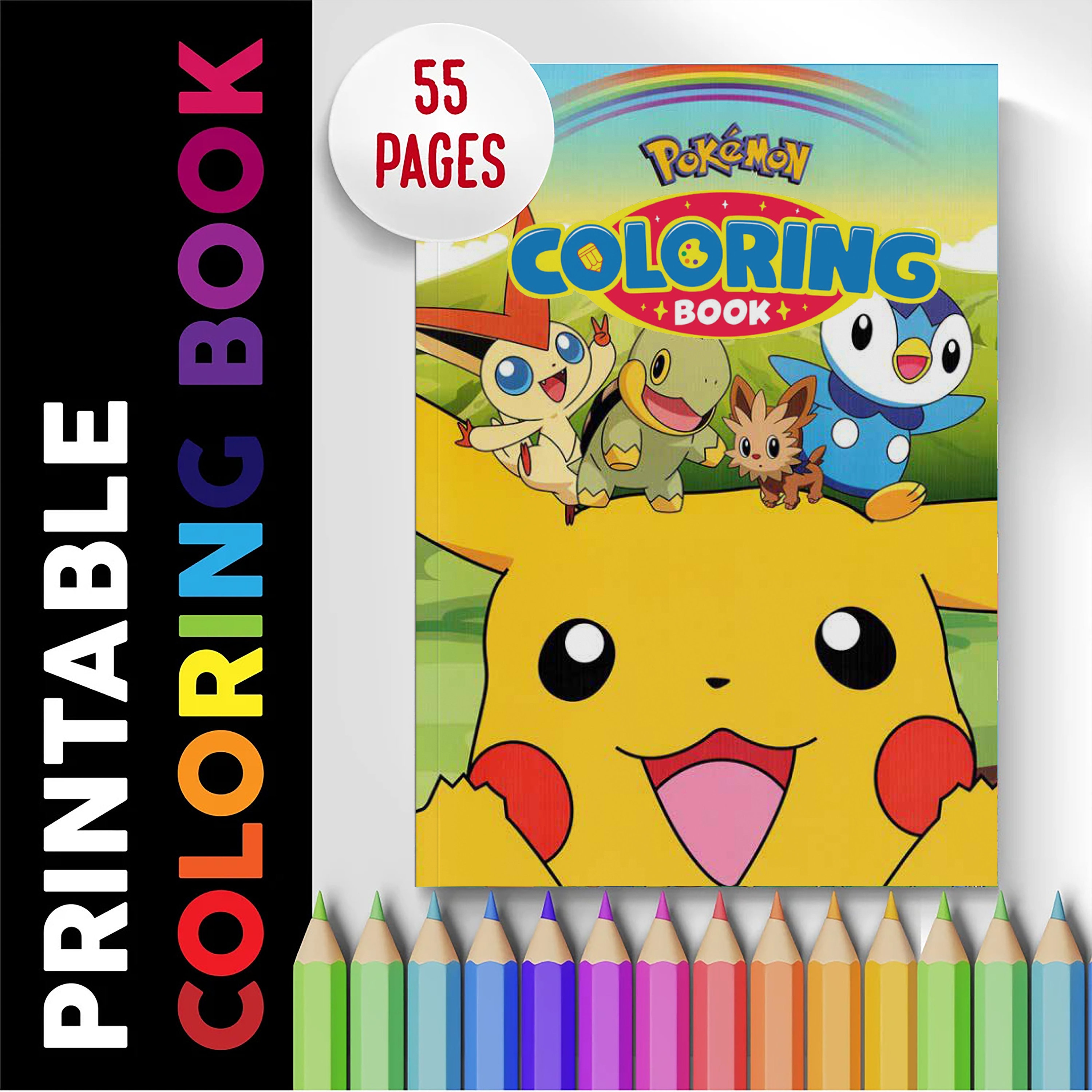 Pokemon Coloring Book 55 Pages Coloring Pages Printable Etsy