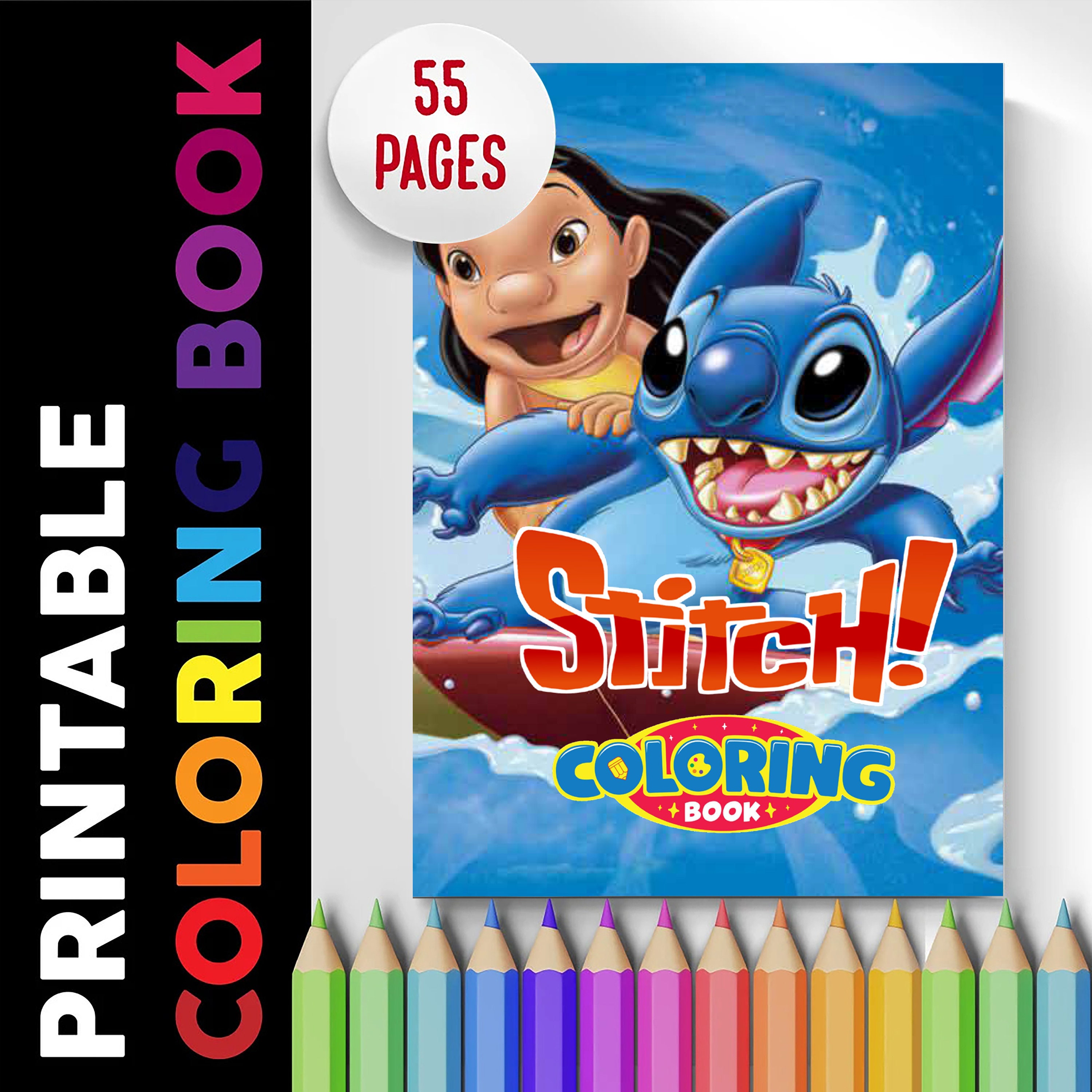 Stitch Coloring Book 55 Pages, Coloring Pages Printable 