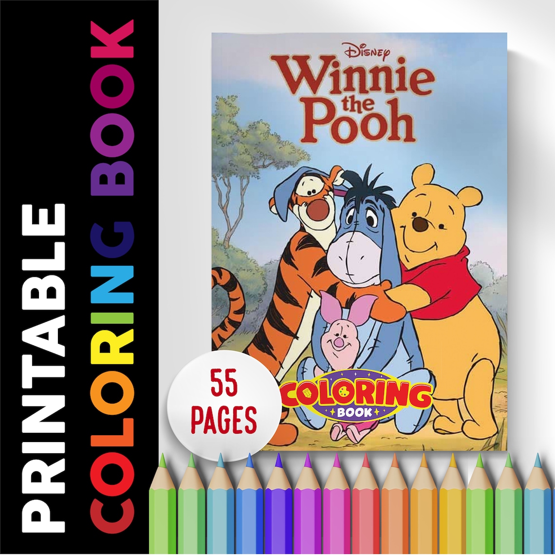 Winnie the Pooh Coloring Book 55 Pages, Coloring Pages Printable ...