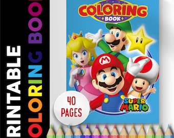 Super Mario Coloring Book, 40 Printable Pages (PDF Pattern)