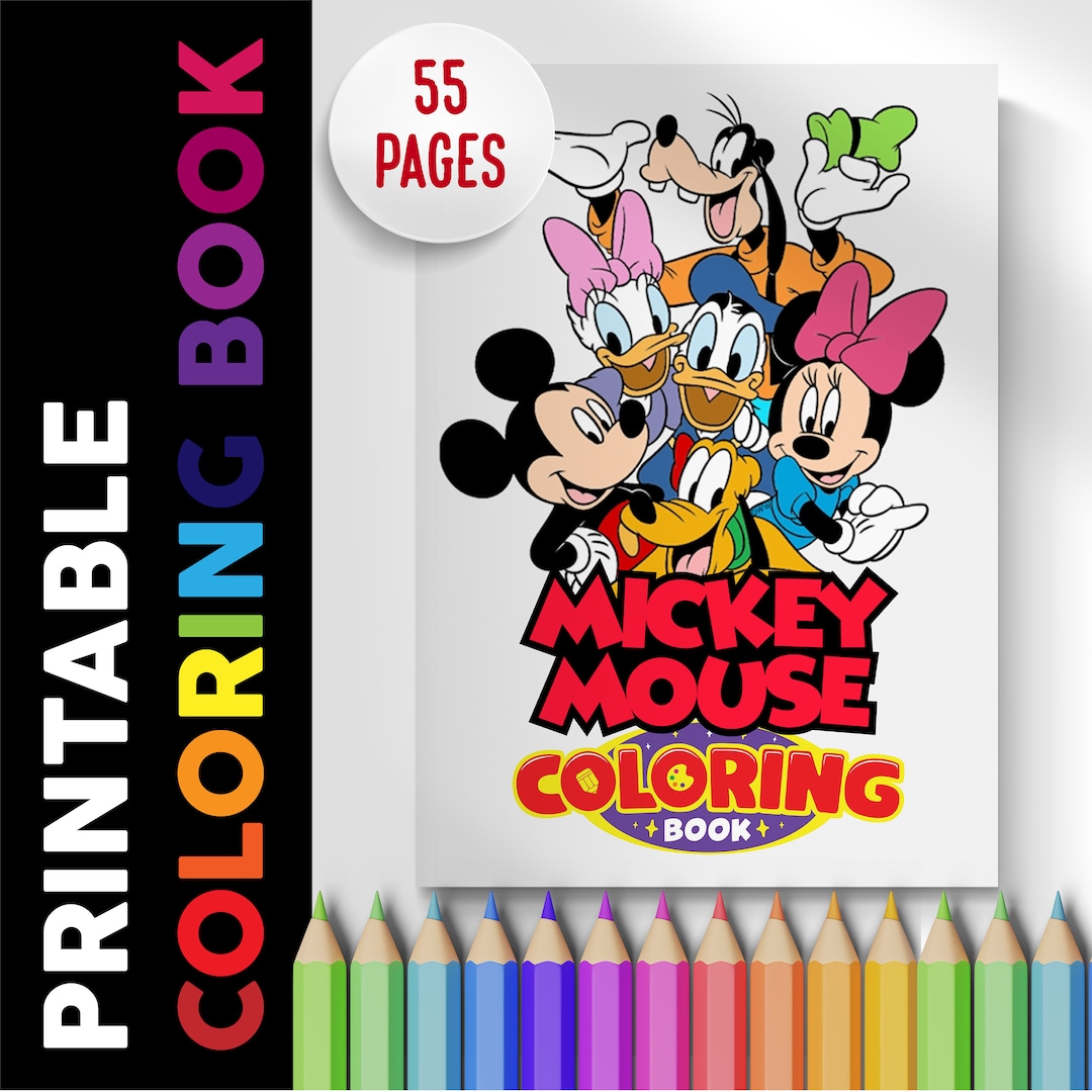 Mickey Mouse Coloring Book 55 Pages, Coloring Pages Printable - Etsy