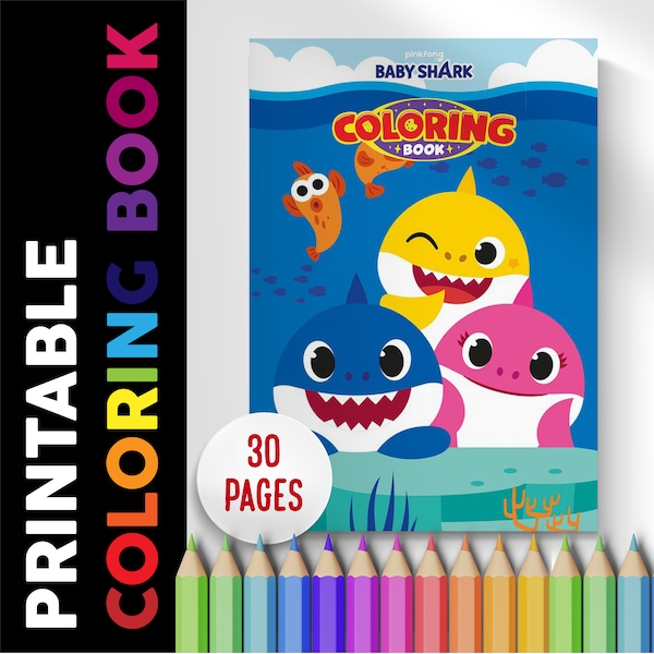 Baby Shark Coloring Book 30 Pages, Coloring Pages Printable