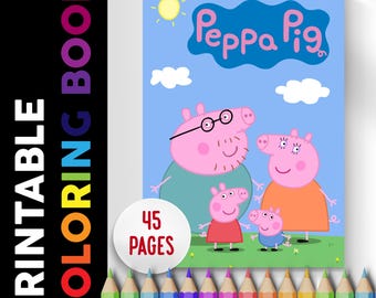 Peppa Pig Coloring Book, 45 Printable Pages (PDF Pattern)