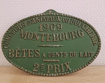 French Vintage Agriculture Plaque Trophy Award Animals 1969 2nd place