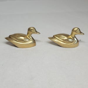 2 x Vintage French Brass Duck Figurines/ paperweight Small