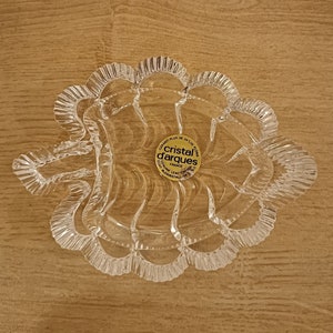 Paris France, leaf shape crystal trinket dish