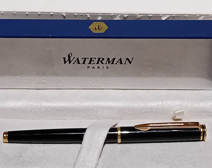 Waterman Maestro Black Lacquered Maestro Fountain Pen Boxed Gold Trim ...