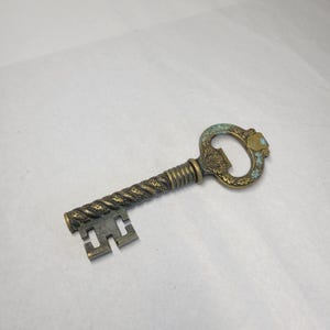 Vintage Brass German key corkscrew bottle opener