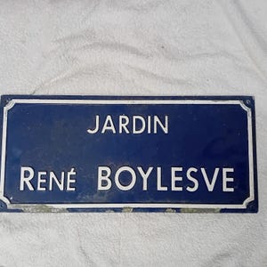 Authentic vintage blue enamel French Street sign
