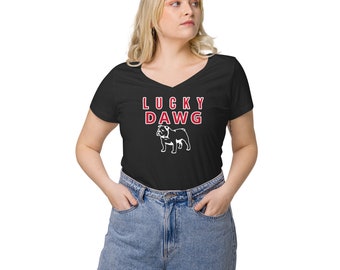 Georgia Lucky Bulldog Women’s fitted v-neck t-shirt