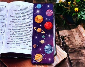 Lovely illustrated printed bookmark, Page Saver, Book Lover Gift, Space