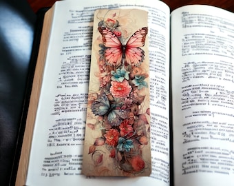 Lovely illustrated printed bookmark, Page Saver, Book Lover Gift, Vintage Butterfly