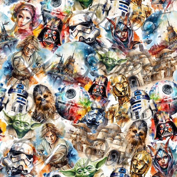 Seamless Design File Space Wars Watercolor