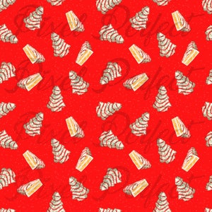 Seamless Design File Holiday Tree Cakes Red