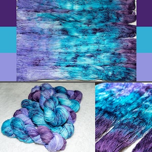 Purple Rain - hand dyed yarn - sock, fingering - Size 1 - Needle US 4, Hook E4 - purple lilac blue speckle aqua turquoise violet
