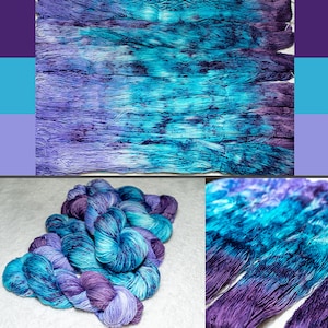 Purple Rain - hand dyed yarn - sock, fingering - Size 1 - Needle US 4-6, Hook E4-G4 - purple lilac blue speckle aqua turquoise violet