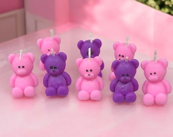 Velas em miniatura de ursinho de pelúcia, 56g (2oz), presentes artesanais.