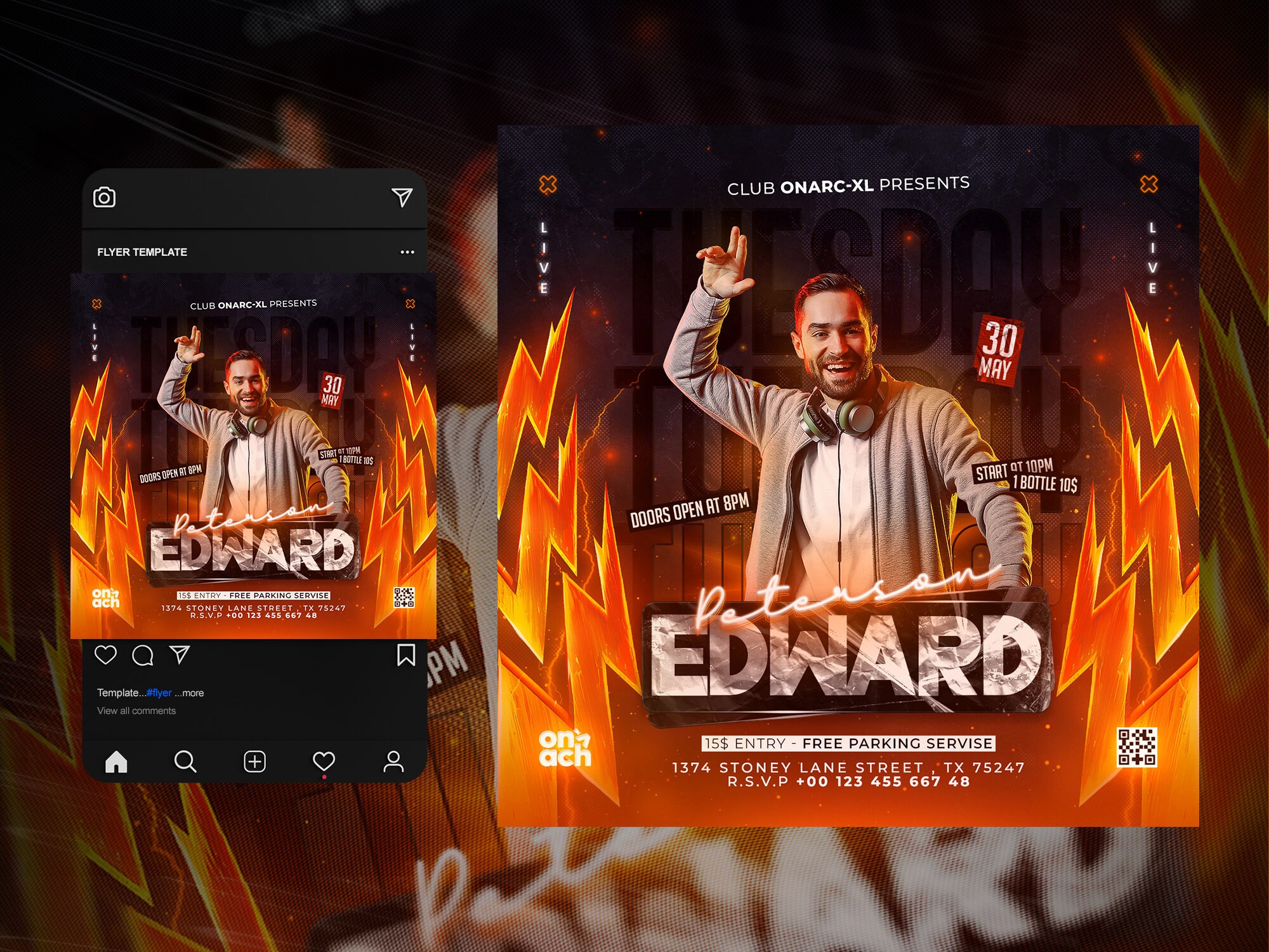 EDITABLE Club Flyer Template, Event Flyer, Night Club Invite Flyer, DJ ...
