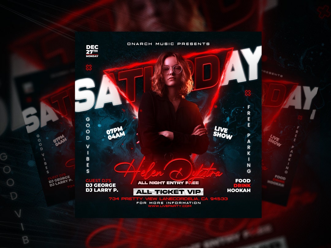 EDITABLE Club Flyer Template, Event Flyer, Night Club Invite Flyer, DJ ...