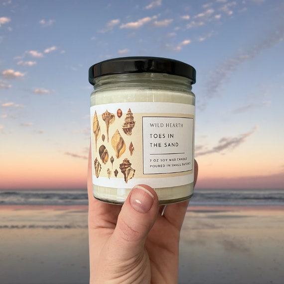 Beachy Sea Salt Soy Wax Candle Scent: Orange Peel, Sea Salt, and Palm 