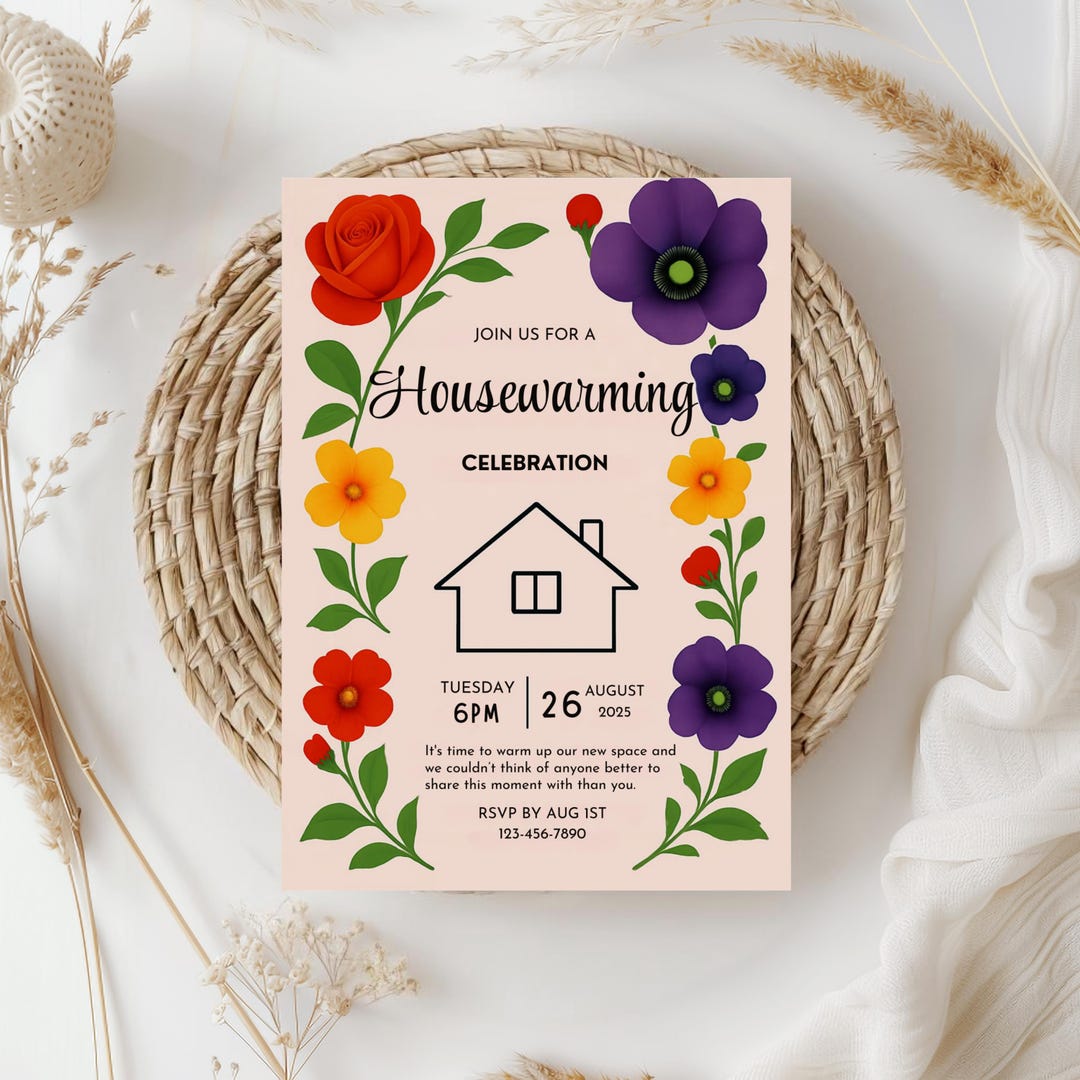 Floral Housewarming Invitation: Editable New Home Party Invite (digital ...