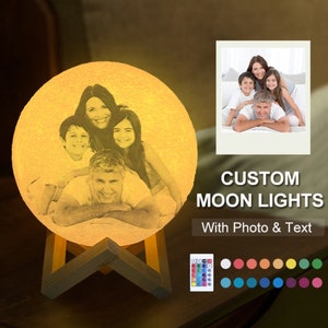 Personalized 3d Photo printed Lunar night Moon Lamp, Personalization Lunar Moon Lamp Night Light, Custom photo lights, Christmas Gift