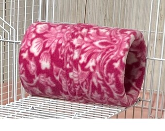 Cozy Pink Floral Bird & Parrot Tunnel, Hut, Tent, Stainless Steel Hardware, Soft Anti-Pill Fleece Conure, Budgies, Quakers, Lovebirds, IRN