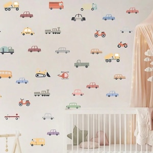 29Pcs Kids transport wall decal vehicle wall sticker nursery wall decor truck buses and car wall decal