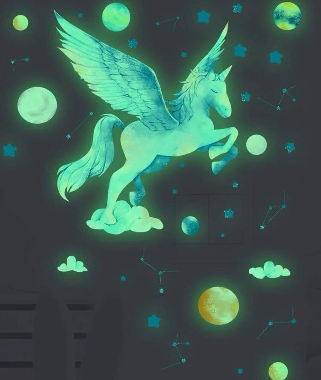 Glow in the Darkluminous Wall Stickers Stars Moon Castle Unicorn
