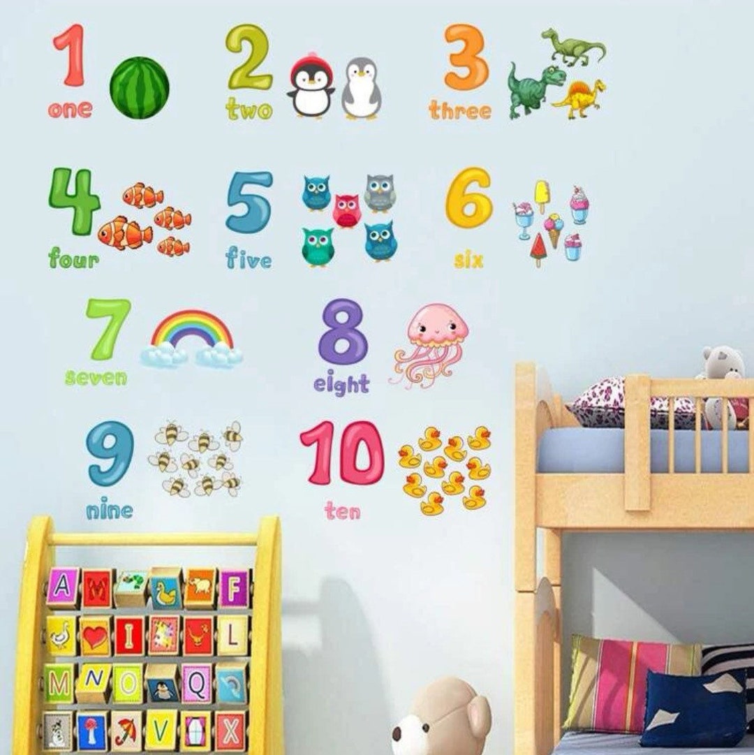 Wall Sticker for Baby Room, Numbers 1 to 10, Educational Wall Sticker