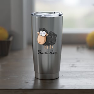 Black Sheep Tumbler, Cute Stainless Steel Travel Cup, Spill Resistant Reusable Container, Chic Gift, Eco Friendly,Motivational Mug,Confident