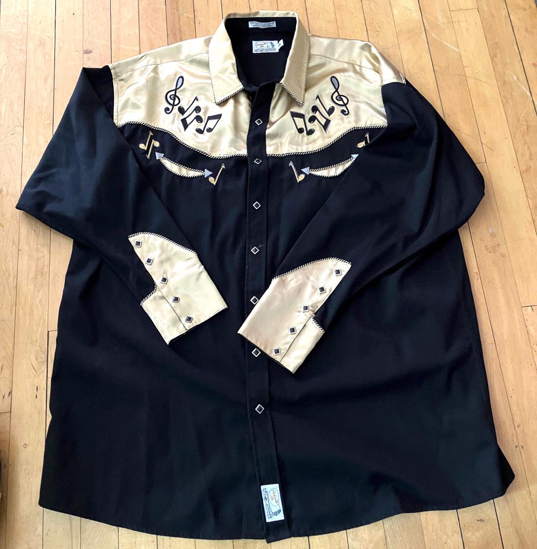 Panhandle Slim Black & Gold Country Western Snap Button Shirt 2XL - Etsy
