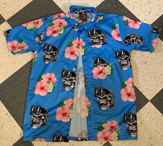 OAF Nation Skull Optic Floral Button up Shirt Iron Maiden Large - Etsy