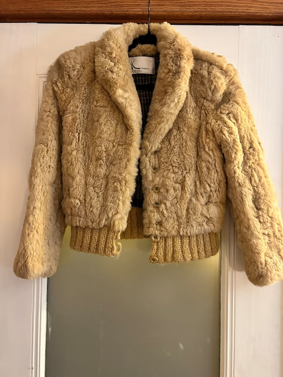 Vintage Faux Fur Silver White Fox Grey Beige Mob Wife Coat