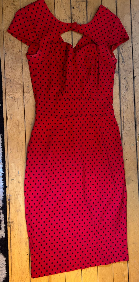 Vintage Hell Bunny Vixen Brand Red Poka Dot Dress 