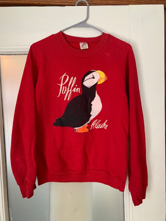 Vintage Puffin, Alaska 1992 ACE Red Jerzees Crew … - image 1