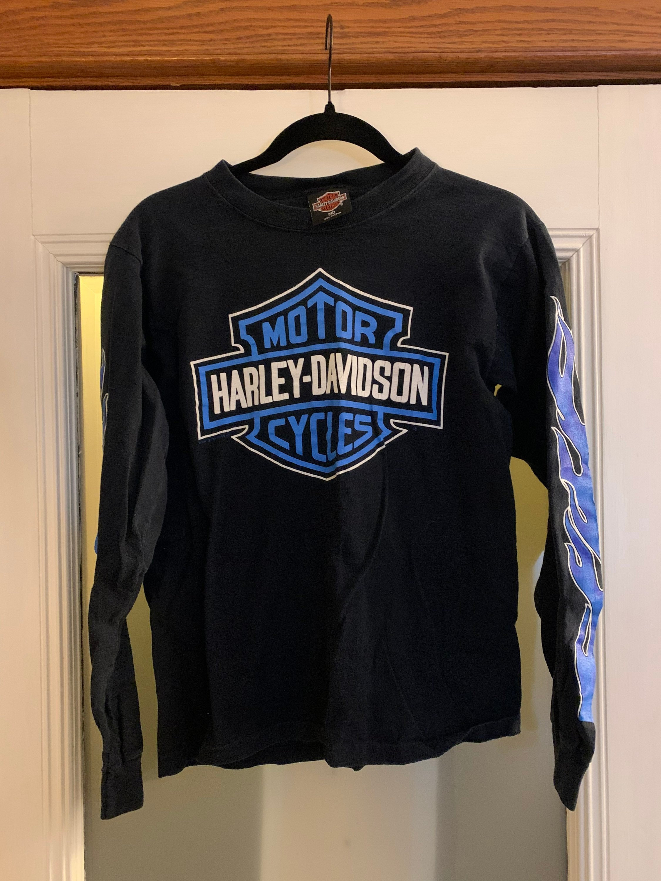 Vintage 1987 Blue Flame Harley Davidson Long Sleeve Shirt Vintage 1987 Blue Flame Harley Davidson Long Sleeve Shirt