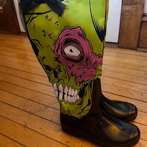 Vintage Iron Fist Brand Rain Boots “Kiss Of Death” Misfits Zombie Y2K