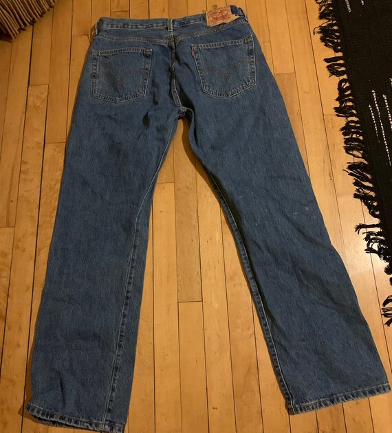 Vintage Levi 501's Blue Jeans Denim Men's 36x32 B… - image 4