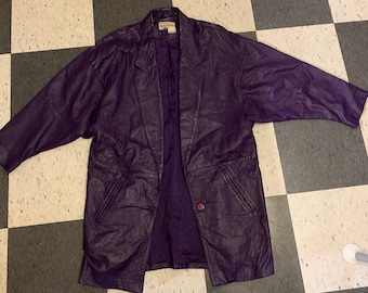 Vintage Bagatelle Purple Faux Leather Jacket Women&#39;s Size 8