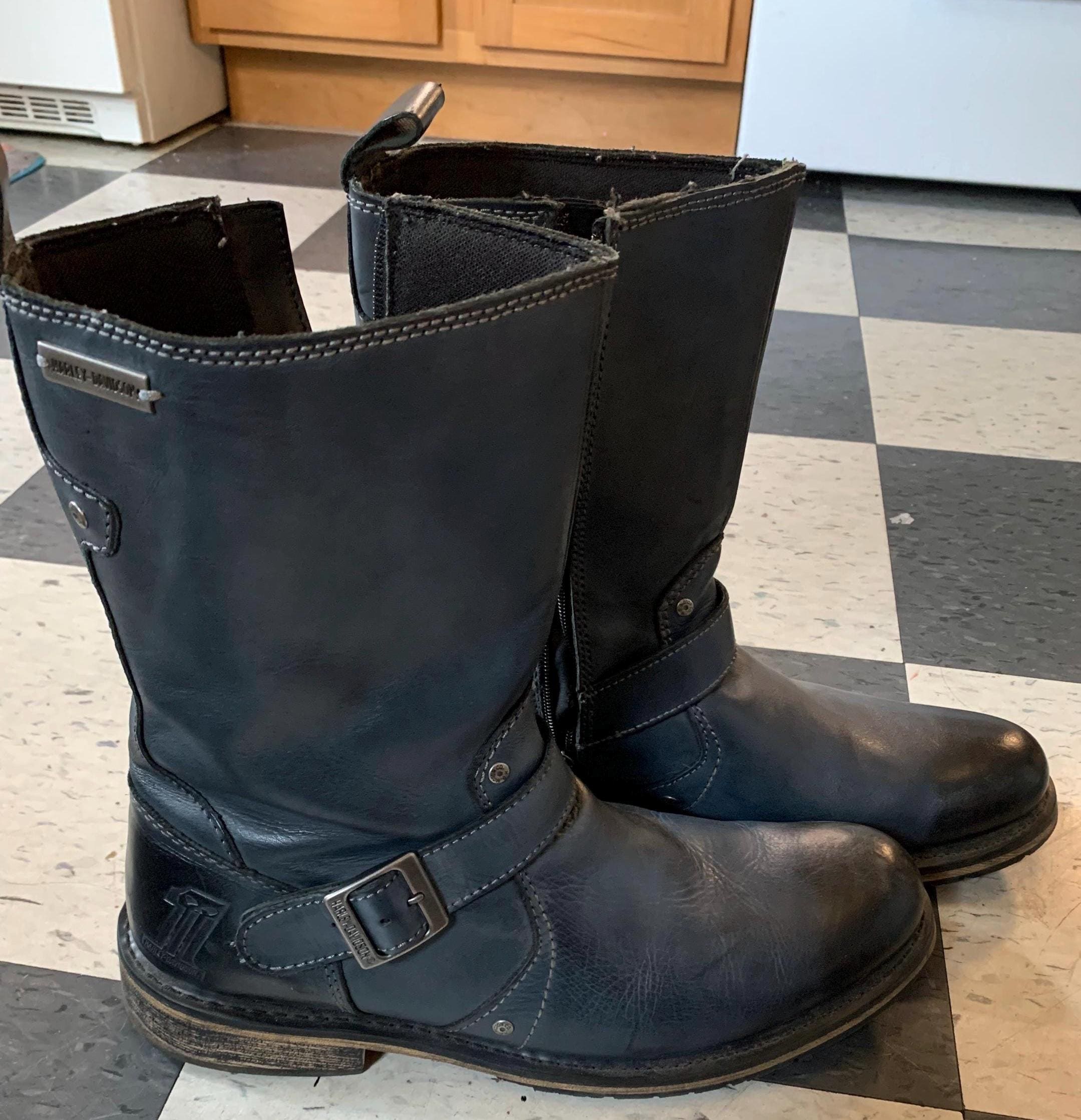 Dark Blue Harley Davidson Pull On zip Biker Boots Mens 12 Etsy