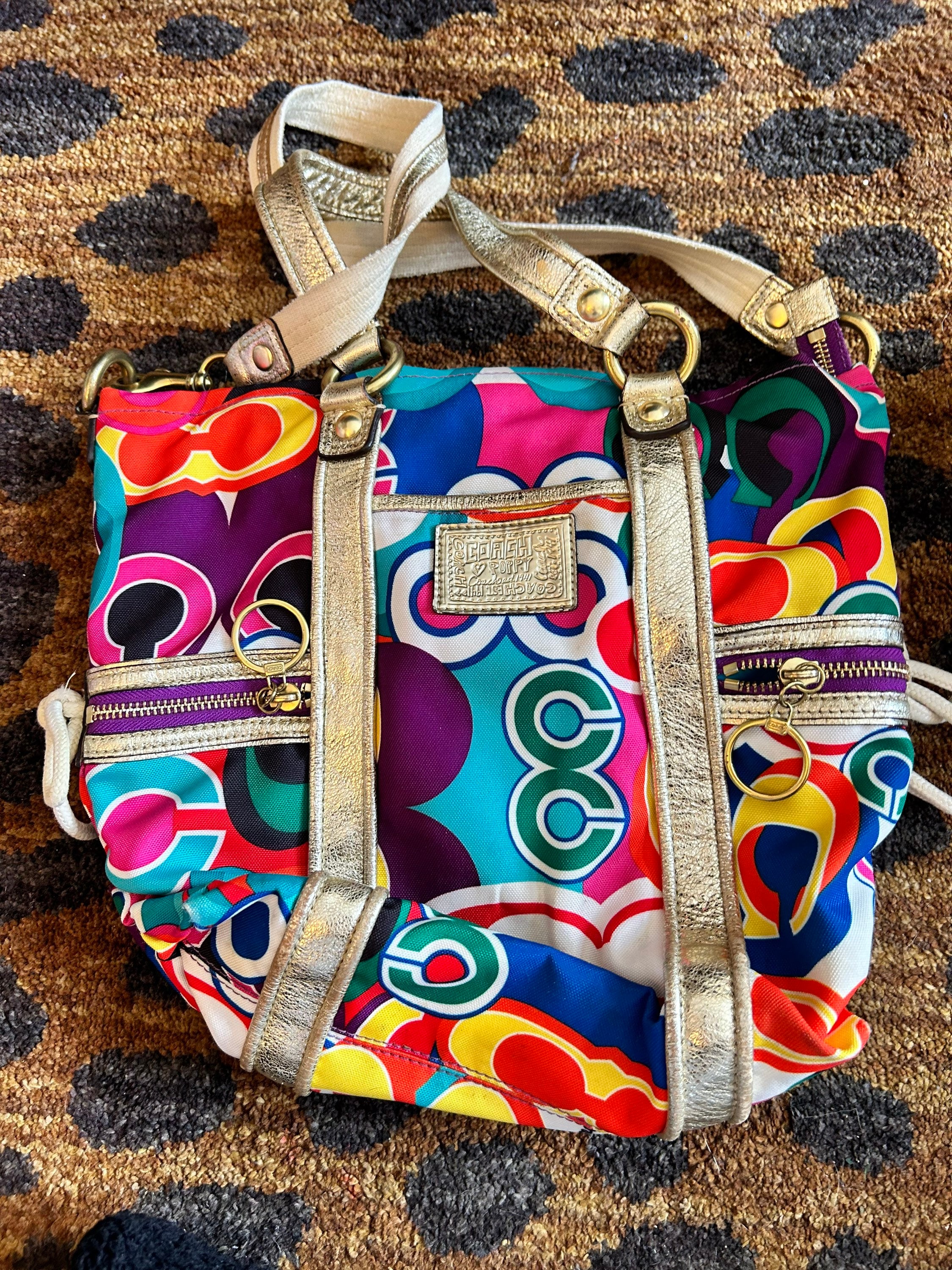 2000s Coach Poppy Pop C Spotlight Tote Hobo Shoulder Bag 2000s Coach Poppy Pop C Spotlight Tote Hobo Shoulder Bag