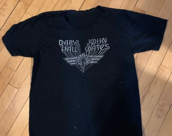 【希少】DARYL HALL  CAT TEE BLACK XL Vintage Daryl Hall & John Oates Black Tee Shirt Yacht Rock