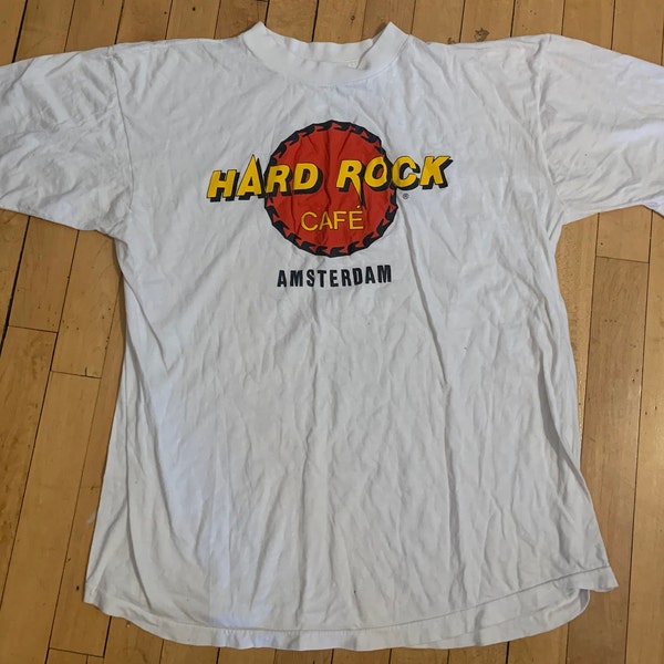 Vintage Hard Rock Cafe Amsterdam White T Shirt Men's Medium